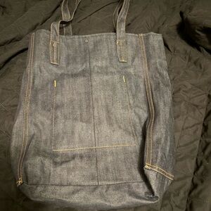 rag & bone Dark Blue Denim Tote with Contrast Stitching